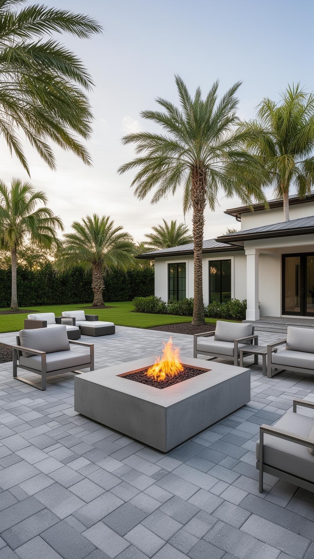 Modern Paver Fire Patio