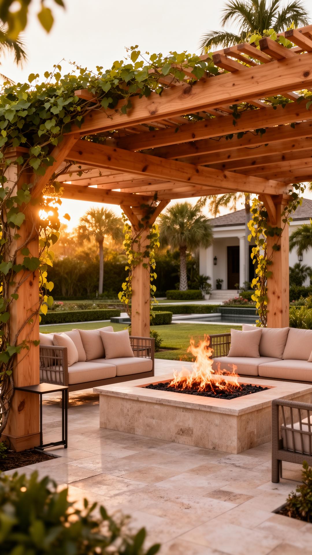 Cedar Vine Lounge Pergola